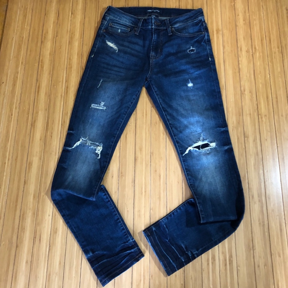 Aeropostale Dark Blue Distressed Skinny Jeans